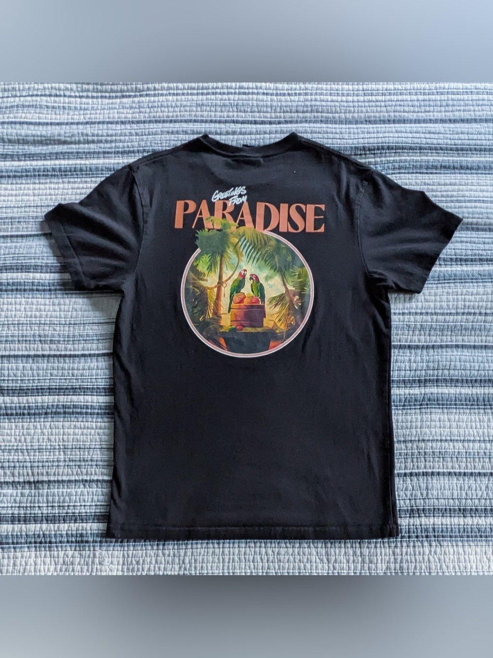 Men's Black Overtime T-Shirt with Tropical Graphic